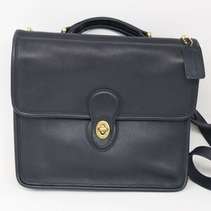 Vintage Coach Willis Bag Top Handle Crossbody Navy Blue #9927 Excellent